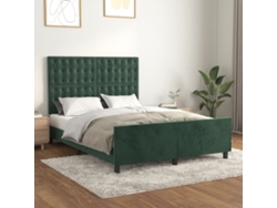 Estructura Cama Sin Colchón Terciopelo Verde Oscuro 140x200 Cm
