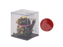 Figura de gato de la suerte con panel solar de 5 cm, adorno de mesa para el hogar, color negro.
