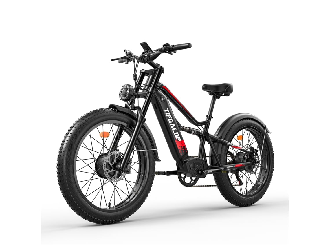 Bicicleta eléctrica Tifgalop ES7 Pro con dos motores de 26 pulgadas, 1500 W, 52 V, 21 Ah y suspensión completa para ciclismo de montaña.