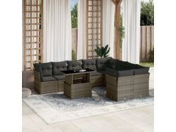 Conjunto de sofá de jardín de 10 piezas con cojines, ratán gris, DKD Home Decor