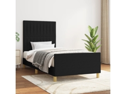 Estructura De Cama Sin Colchón Tela Negro 80x200 Cm
