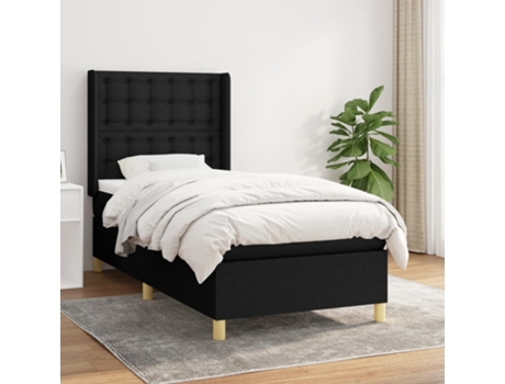 vidaXL Cama con somier y colchón 90x190 cm tela negra