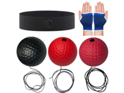Balón de boxeo Reflex, 3 balones React, 1 cinta elástica para la cabeza, con protectores de manos (rojo) Eifson (20 g/40 g/80 g)