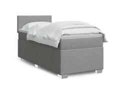 Cama box spring con colchón tela gris claro 90x190 cm