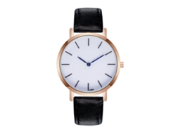 Reloj De Cuarzo De Moda Para Hombre Con Correa De Piel Sintética Azul, Esfera Y Manecillas Negras.