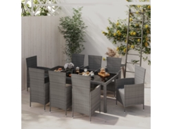 Juego de comedor para exterior con cojines de mimbre gris, Dkd Home Decor