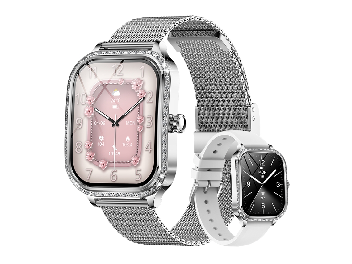 CHRONUS MK88 Smartwatch 1.75" – Control de Salud, Asistente de Voz y Diseño Elegante Plateado