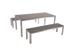 Conjunto de comedor 6 plazas de metal gris/plateado BELIANI Nardo