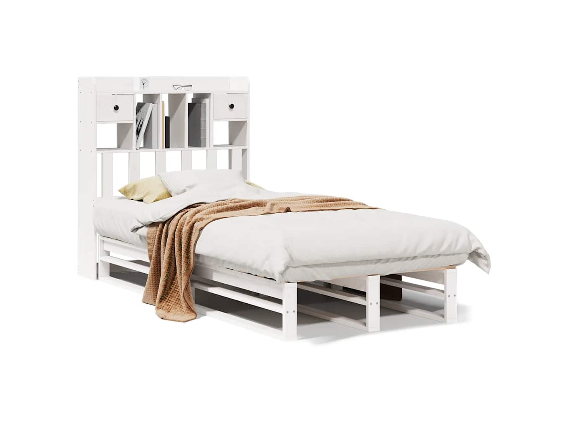 Maison Exclusive - Cama Con Estantería Sin Colchón Madera Maciza Blanco 90x200 Cm