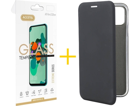 Kit Carcasa y Protector 1 X iPhone 11 Pro Skyhe PRM Flip Cover Negro
