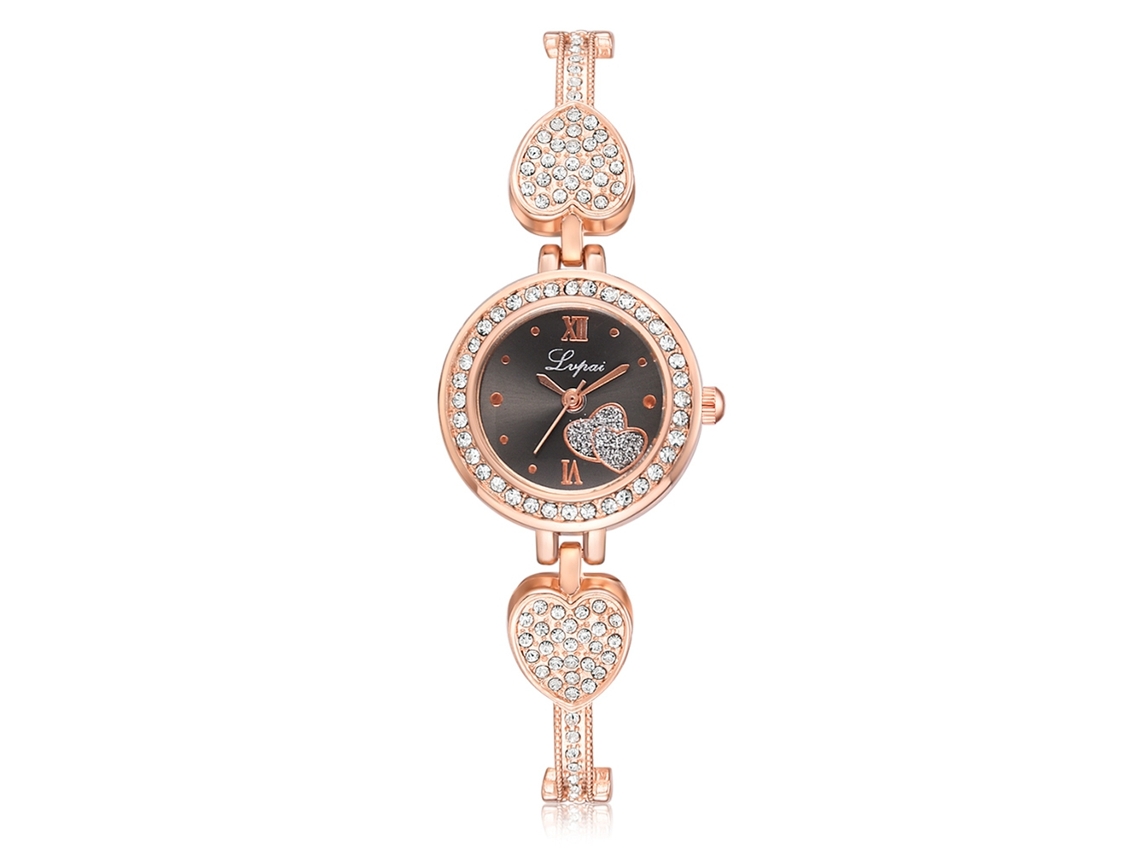 Reloj De Pulsera De Cuarzo Para Mujer Lvpai Con Diamantes De Imitación, Diseño Elegante, Oro Rosa, Negro.