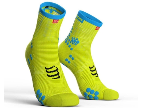 Calcetines COMPRESSPORT Calcetine Racing V3.0 High Amarillo Fluor Rosa