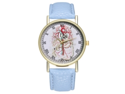 Reloj De Pulsera Unisex Para Parejas Con Cuarzo Y Correa De Piel Sintética Azul Claro.
