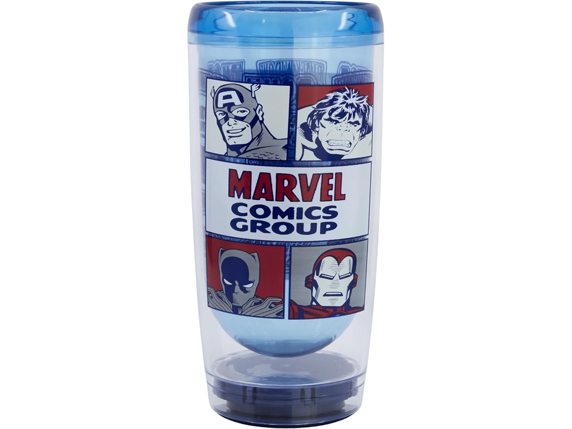 Vaso de plástico de doble pared antiderrame con superhéroes clásicos de Marvel Comics, 705 ml, Tienda