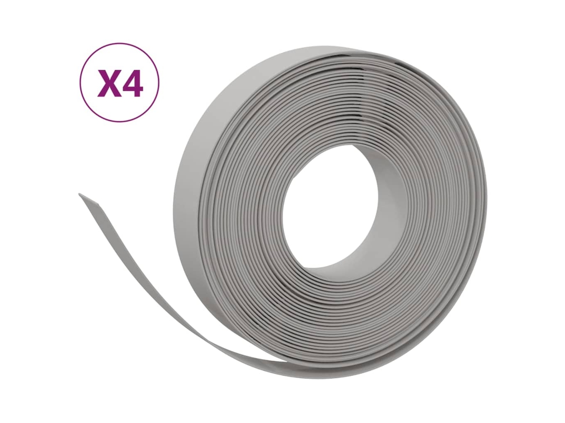 Conjunto 4 Bordura De Jardín VIDAXL Gris Polietileno