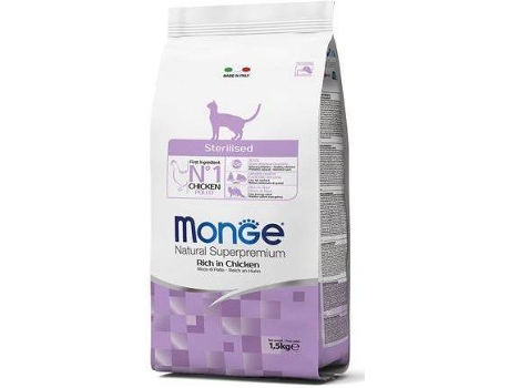 Pienso para Gatos MONGE (1.5 Kg - Seco - Esterilizados - Sabor: Pollo)