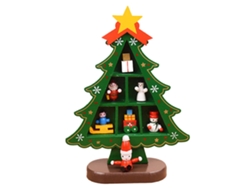Árbol de Navidad de Mesa – Decoración de Madera con Mini Adornos RNEMITERY