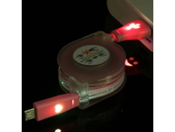 Cable De Datos (retráctil Con Luz) Cable De Datos Retráctil Con Cara Sonriente Iluminada Usb (aprox. 100cm Para Sistema Android) Rosa