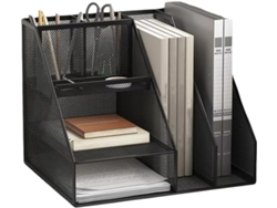 Organizador De Escritorio, Artículos De Oficina Con 2 Organizadores, 1 Cajón Y Portalápices.