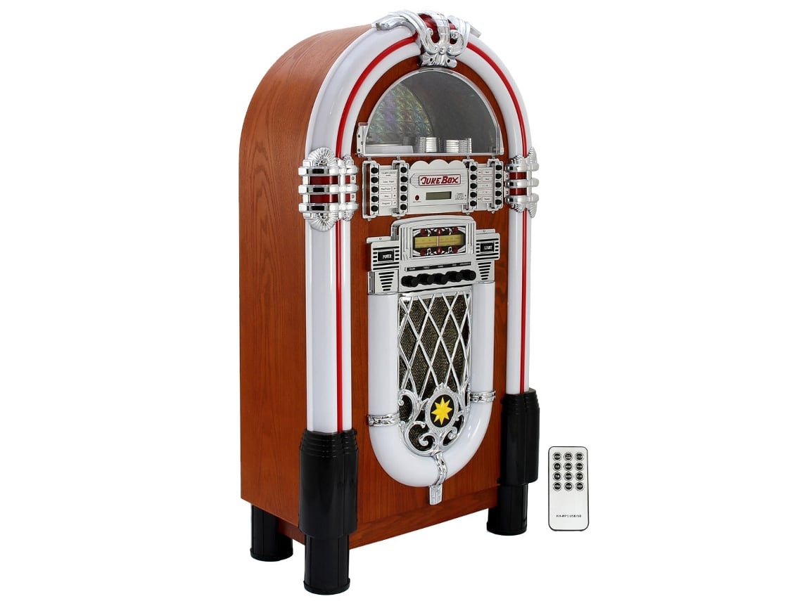 Jukebox retro Monstershop estilo años 50, CD, USB, Bluetooth, luces LED