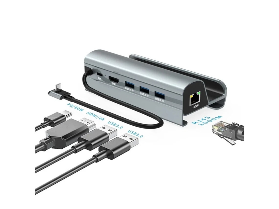 Estación de acoplamiento Legion Go/Steam Deck/ROG Ally Base Legion Go 6 en 1 con HDMI 2.0 4K a 60 Hz Ethernet de 1000 Mbps 3 x USB A Yizhood