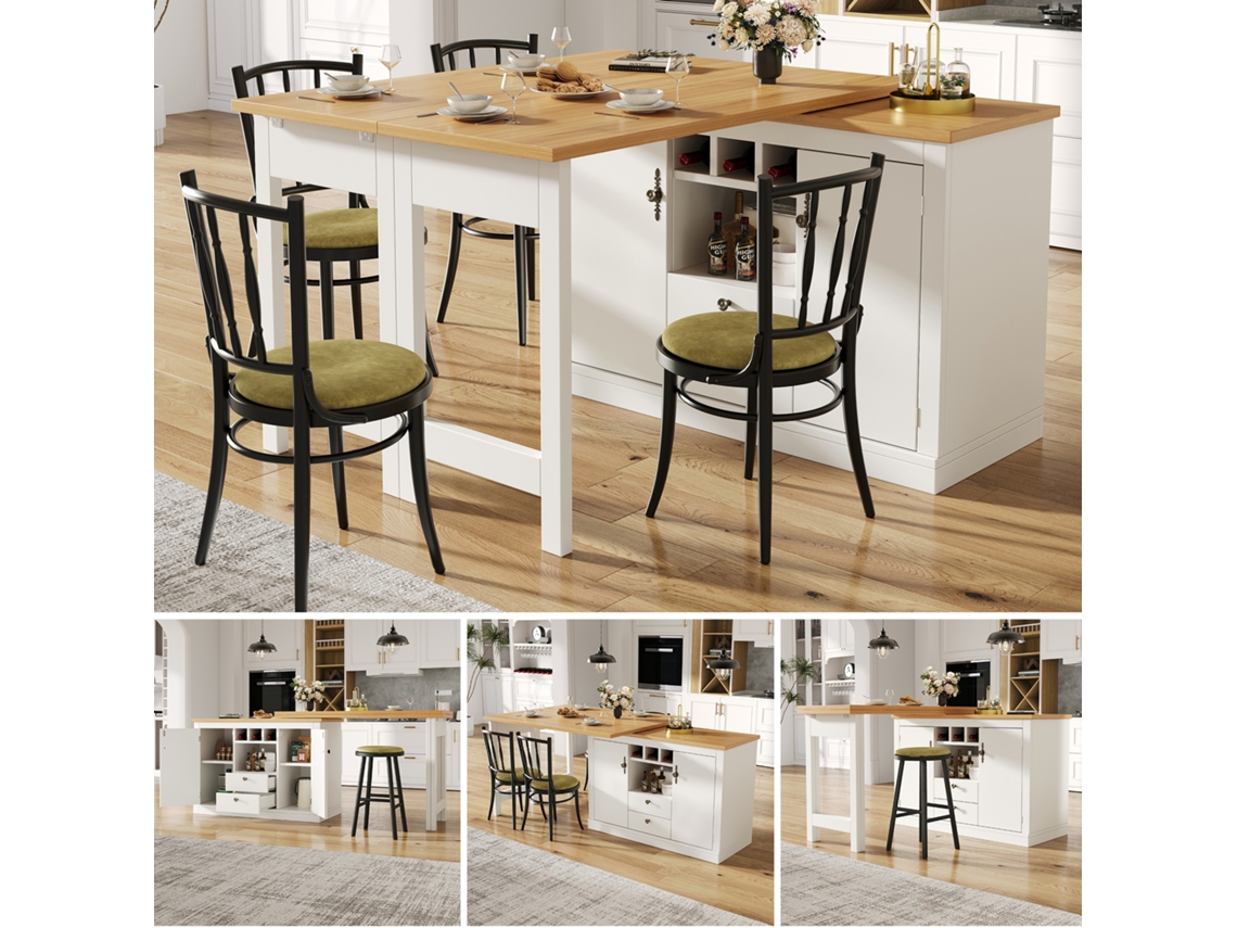 Mesa Bar Extensible 120-180cm Giratoria 360° Blanco