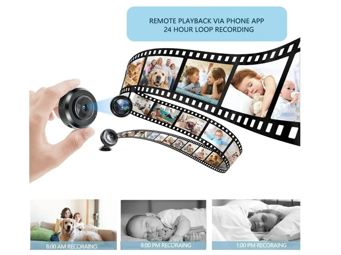 Mini cámara espía oculta para bebés, monitor portátil WiFi, seguridad para el hogar, HD 1080P, detección de movimiento, visión nocturna, Bestvite