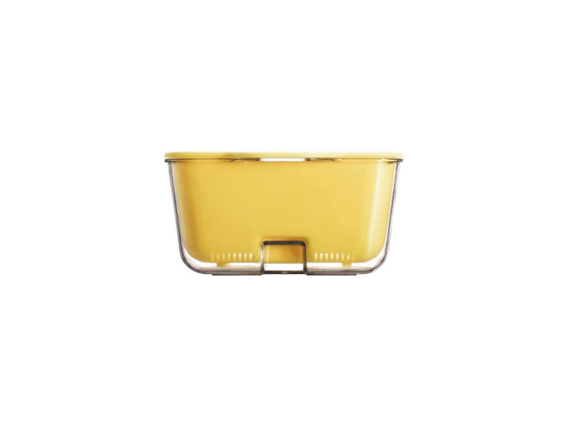 Cesta de drenaje multifuncional de doble capa, cesta de plástico para frutas, contenedor de frutas para refrigerador, amarilla.