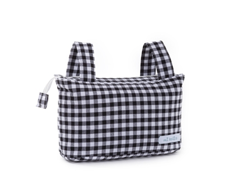 Bolsa organizadora para carro de bebé MI BOLLITO Negro Vichy 15 x 18 x 45 cm