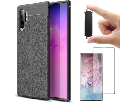 Carcasa, Protector y Soporte Samsung Note 10 Plus Rugged Leather Negro