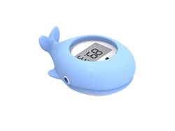 Termómetro digital con forma de ballena, termómetro para el baño del bebé, pantalla LCD azul.