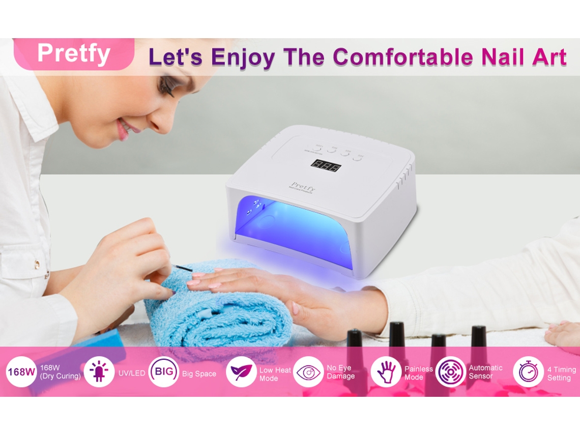 Lámpara De Uñas Led Uv De 168 W Con Sensor Inteligente, 4 Modos De Temporizador Y Secado Rápido Para Uso En Salones De Belleza Y En El Hogar.