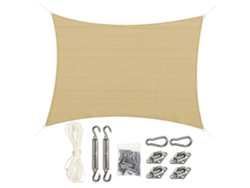 Vela De Sombra Rectangular Grande De 4 X 3 M, De Polietileno De Alta Densidad (hdpe), Resistente A Los Rayos Uv, Color Beige.