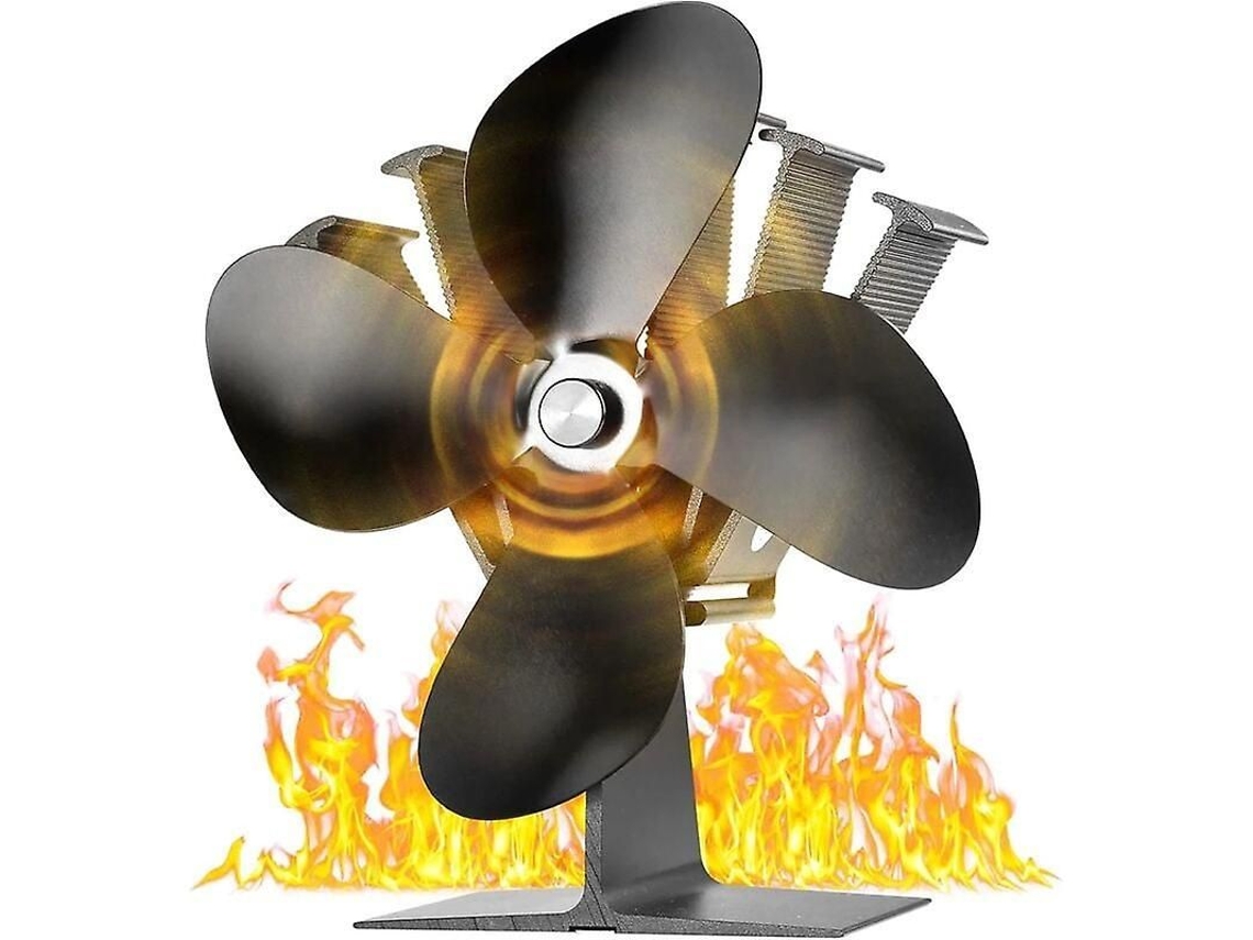 Ventilador Para Estufa De Madera 40°c Arranque Silencioso, 4 Aspas, Ecoamigable, Para Chimenea