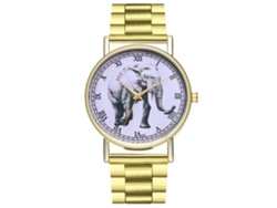 Reloj De Pareja Zhoulianfa Vintage Con Diseño De Elefante, Aleación, Cuarzo Y Brazalete De Acero.