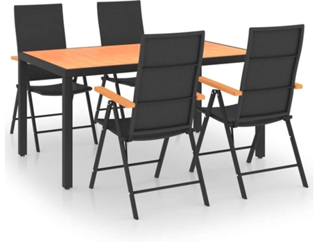 Conjunto 5 de comedor para jardín VIDAXL negro y marrón
