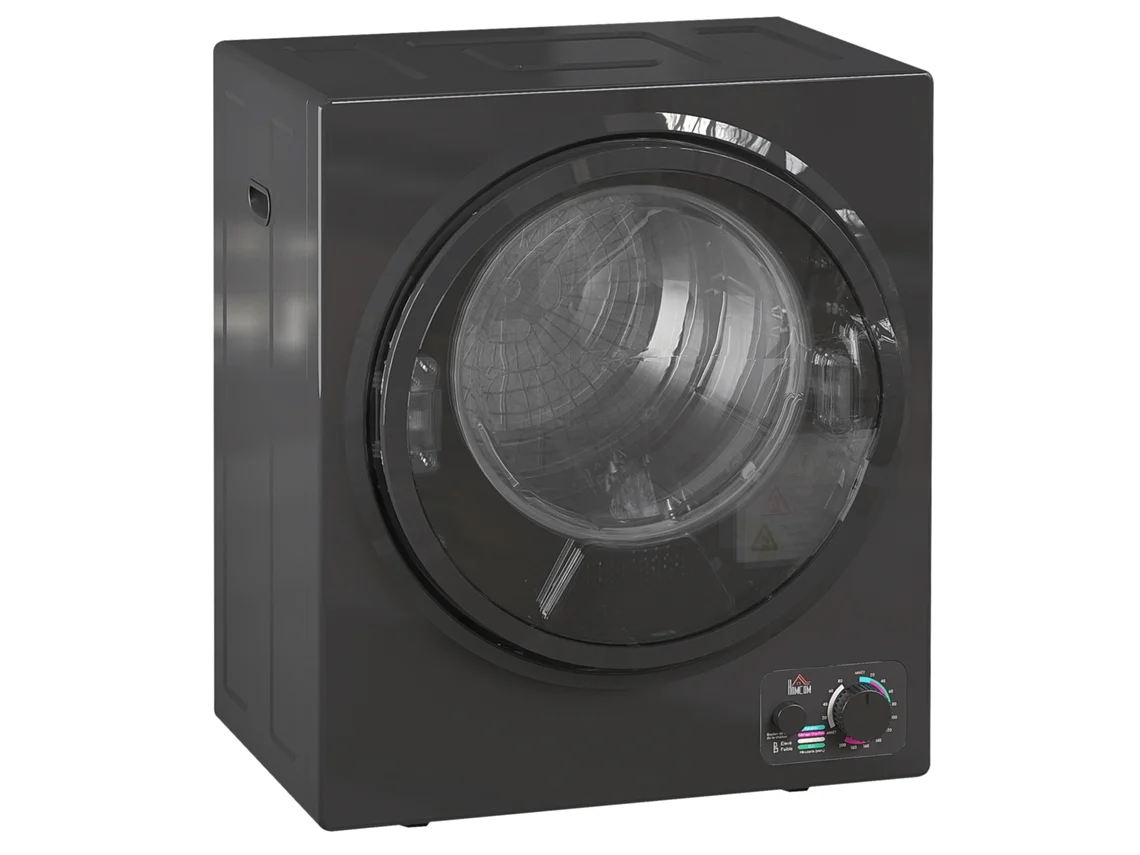 Secadora de ropa eléctrica portátil de 850 W, capacidad de 33 L, 4 programas, color negro.