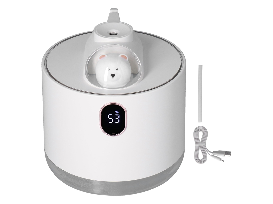 Humidificador Para Coche De 500 Ml Con Luz Nocturna Usb, Batería De 2000 Mah, Material Abs, Color Blanco.