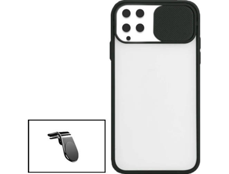 Kit Funda Slide Window Anti Choque Frosted y Soporte Magnético Reforzado de Coche Samsung Galaxy M22 PHONECARE Negro