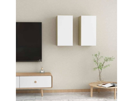 Conjunto 2 Mueble para la televisión VIDAXL Blanco Madera contrachapada (30.5x30x60 cm)