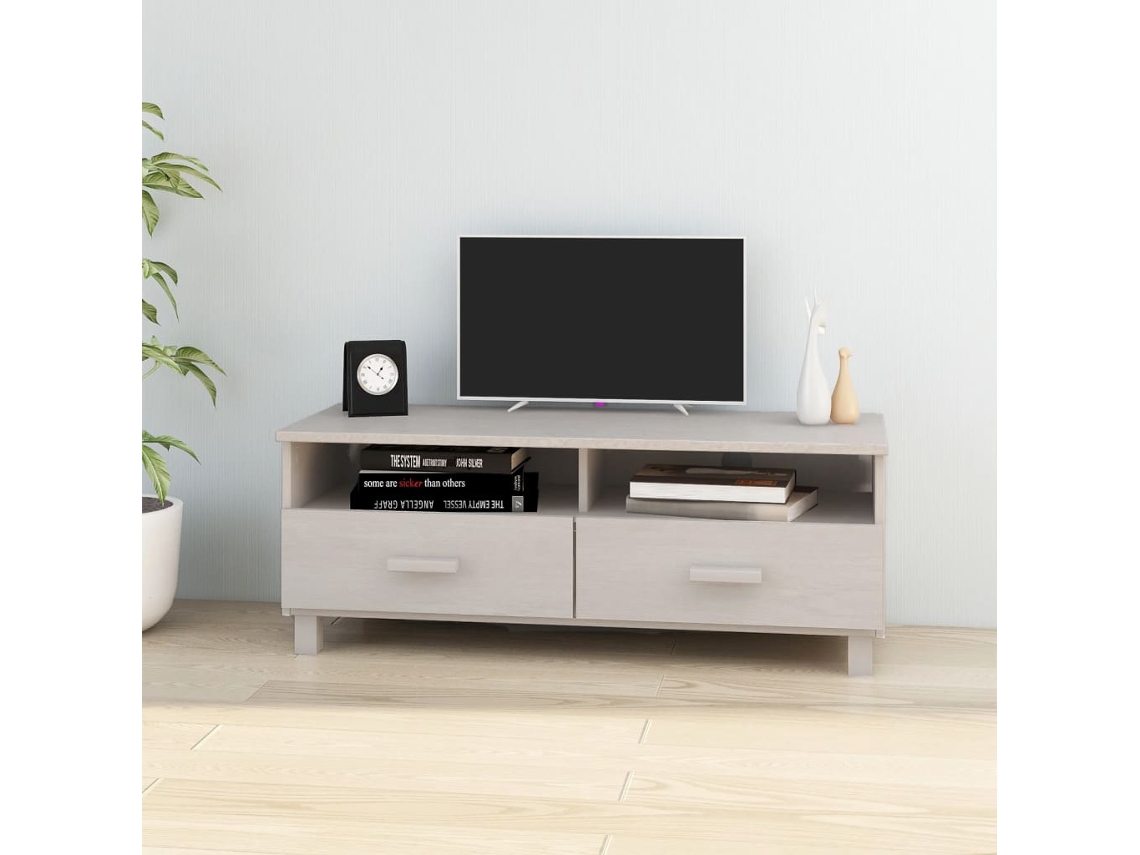 Mueble de Armario Tv Hamar 106X40X40 Cm Pino Macizo Blanco