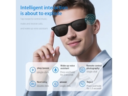 Gafas inteligentes Bluetooth Senbono A01, blancas y anti luz azul, con Bluetooth 5.3, traducción de más de 100 idiomas, con IA y reducción de ruido.