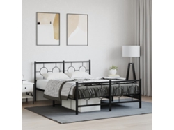 Estructura Cama Sin Colchón Con Estribo Metal Negro 140x190 Cm
