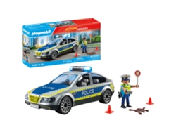 Playmobil 71729 Action Heroes Coche de policía con conos y señal