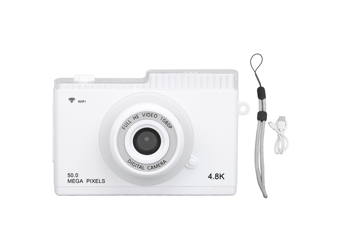 Cámara digital retro compacta 1080p con modo selfie y grabación de video.