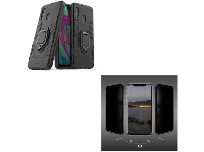 Kit Carcasa y Protector de Pantalla 5D Privacy Samsung Galaxy A40 Military Defender Negro