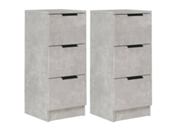 Juego de 2 aparadores de madera procesada, gris cemento, MAISON EXCLUSIVE, 30x30x70 cm