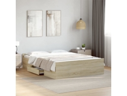 Cama Con Cajones Madera Ingeniería Roble Sonoma 135x190 Cm