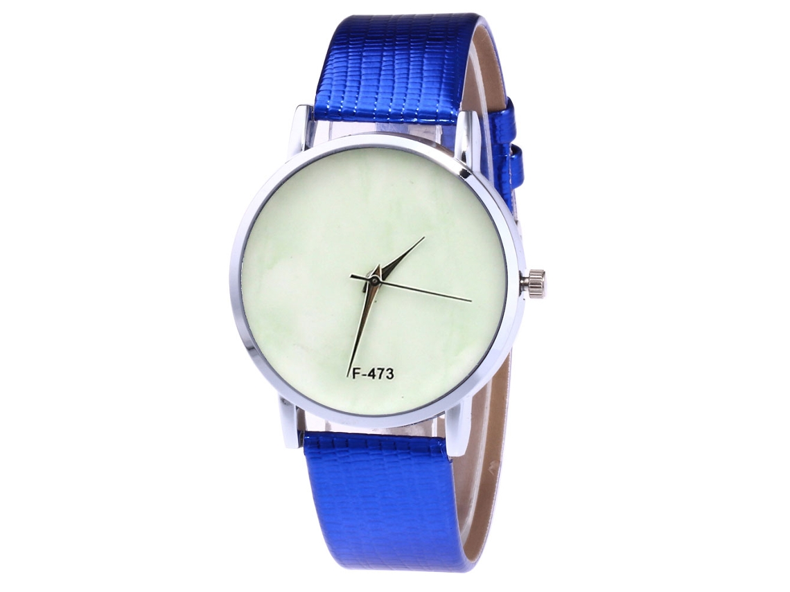 Reloj De Pulsera Analógico De Aleación Para Parejas Con Esfera Redonda Y Movimiento De Cuarzo Azul.