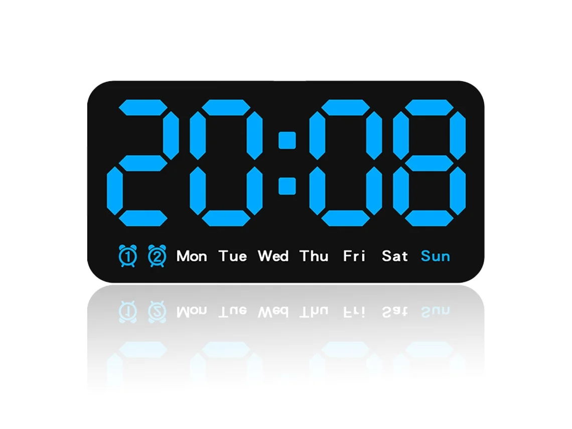 Reloj de pared digital grande, LED de dígitos grandes, alarma dual NEVEANCE